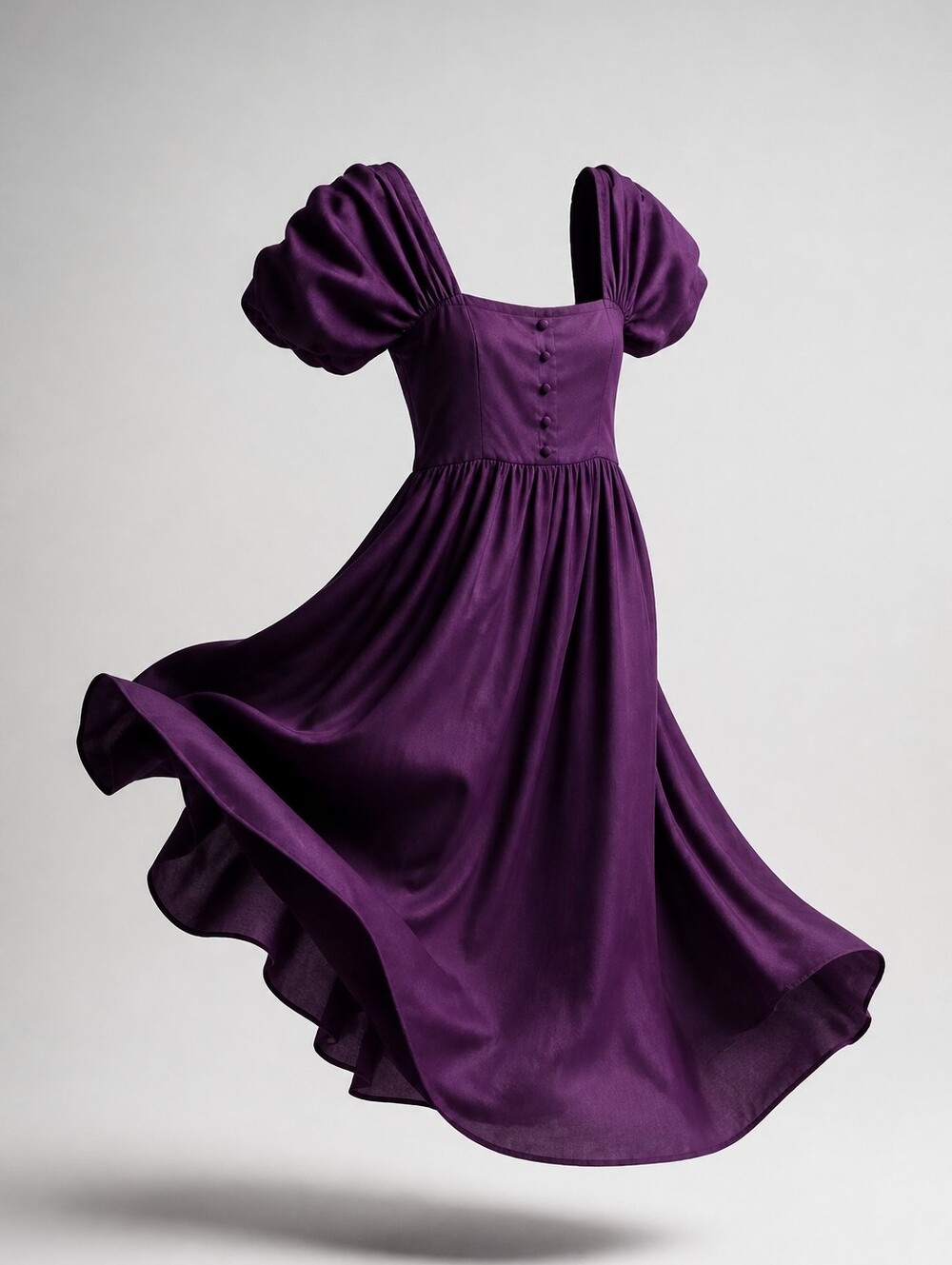 Vintage Laura Ashley Purple Floral Brocade Tea Length Dress Made in UK - Picture 4 of 8